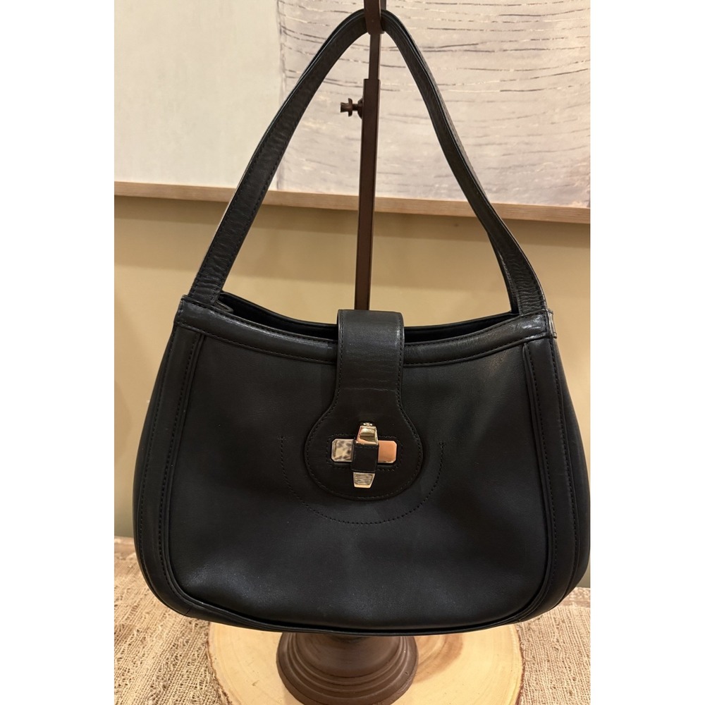 Tory Burch‎ Black Serina Hobo Turnlock Expandable Shoulder Handbag 495$ Classic